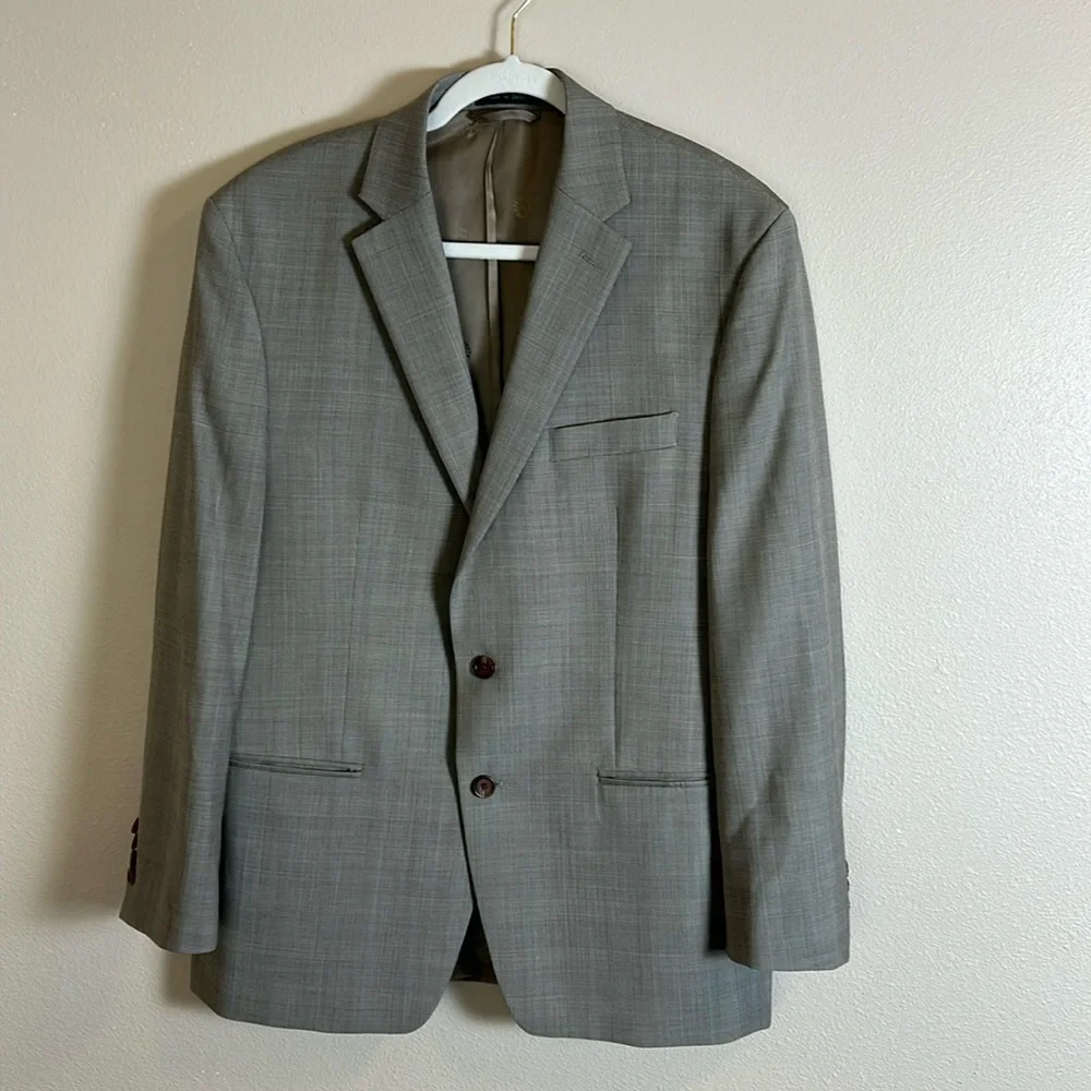 Ralph‎ Lauren Grey Suit Jacket Plaid Two Button